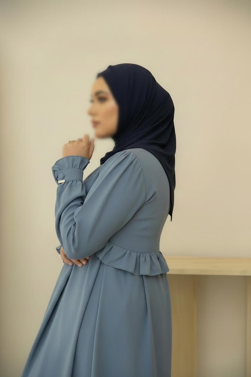 Abaya Khayla Violet Blauw - zijfoto