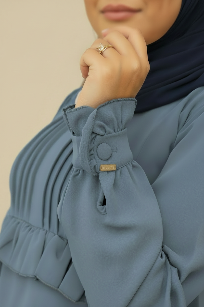 Abaya Khayla Violet Blauw - detailfoto mouw